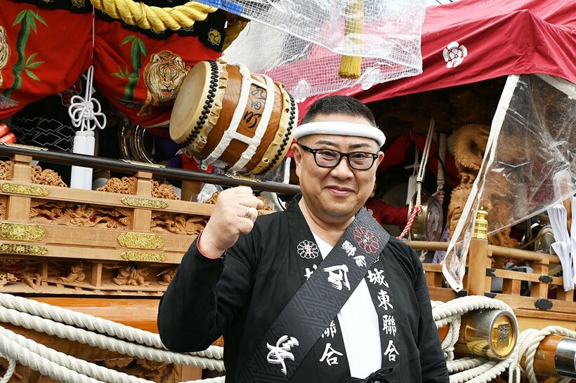 「「城東地車聯合春祭り」に参加した自民党大阪府支部連合会幹事長・しかた松男氏