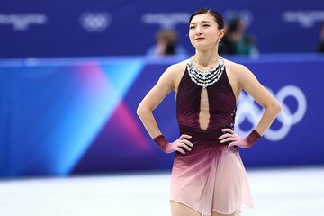 演技を終えた直後、やや表情が曇った坂本花織