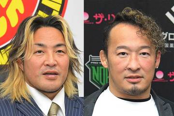 新日本・棚橋（左）とノア・丸藤