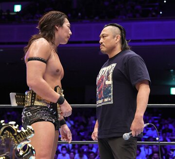 竹下(左)への挑戦に名乗り出た後藤洋央紀