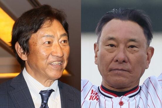 田尾安志氏（左）と池山隆寛新監督