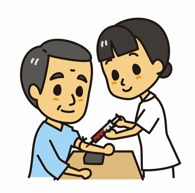  採血は腕からです