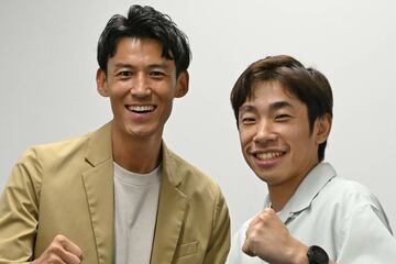 織田信成（右）と高野純一アナ