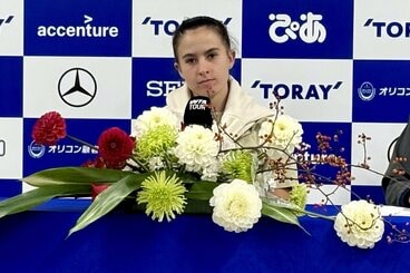 試合後の会見に出席したミア・ポハンコバ