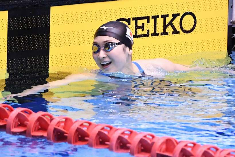  ２位に終わるも笑みがこぼれた池江（５日、千葉県国際総合水泳場）