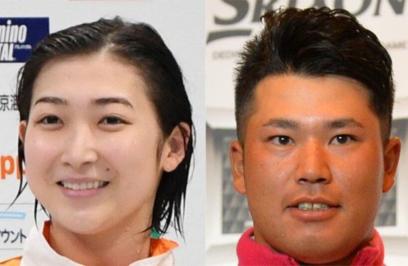  池江璃花子(左)と松山英樹