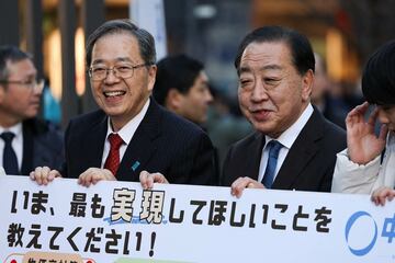 中道改革連合の斉藤鉄夫代表と野田佳彦代表（ロイター）