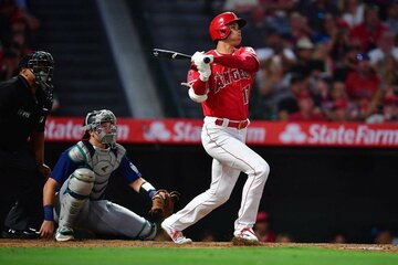  １６号本塁打を放った大谷（ロイター＝USA　TODAY　Sports)