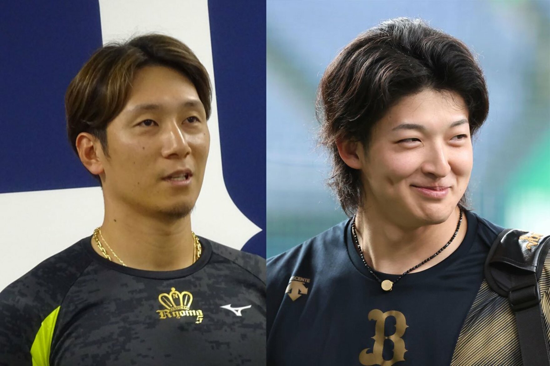 国内ＦＡ権を行使した広島・西川龍馬（左）と敦賀気比の後輩にあたるオリックス・山崎颯一郎