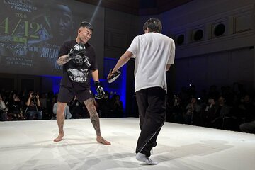 公開練習を行った萩原京平