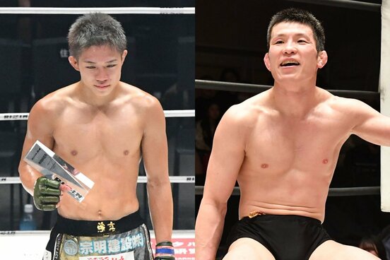 クレベル・コイケに「完勝した秋元強真(左)の「非常勤講師」を自称する青木真也