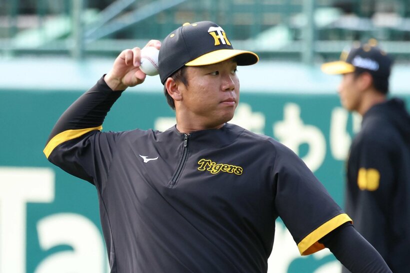 練習を行った阪神・村上頌樹