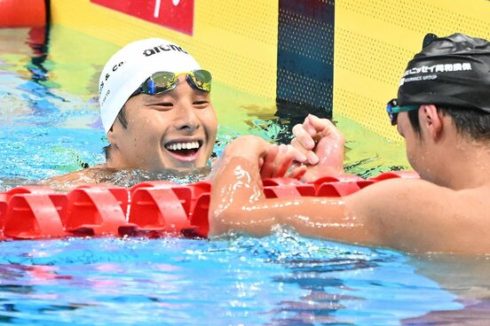 男子２００Mバタフライ決勝。瀬戸大也は３位ながらも笑顔を見せた