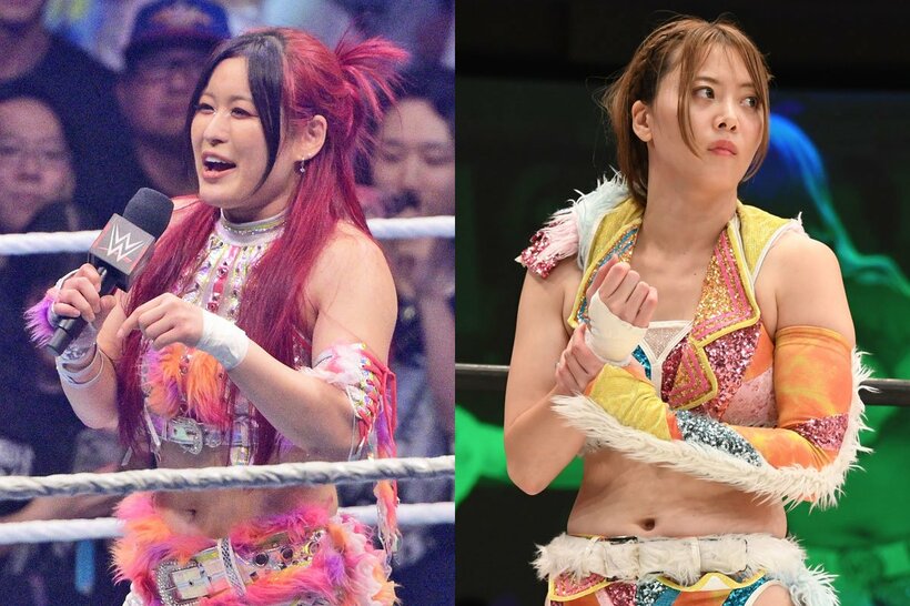 盟友であり、ライバルでもあるWWEのイヨ・スカイ(左)とマリーゴールドの岩谷麻優