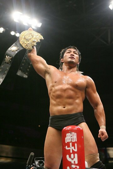 黒のショートタイツ姿でIWGPを奪回した棚橋弘至（07年10月）