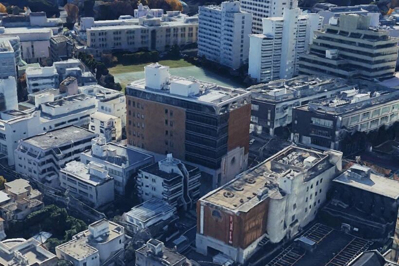 角川本社ビル（GoogleEarthから）