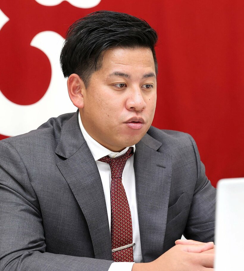  契約公開を終えリモート取材に応じる戸根(球団提供)