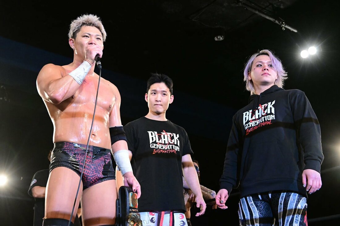 石田凱士組に宣戦布告したJDリー(中)とARASHI