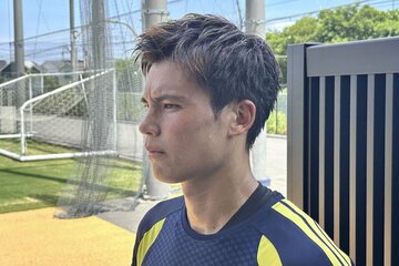 練習後に取材に応じたＪ１横浜ＭのＦＷ宮市亮