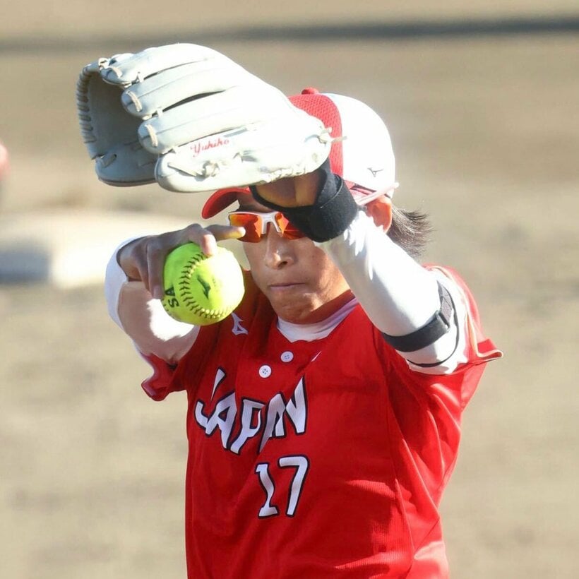 今大会初登板で勝利に貢献した上野由岐子
