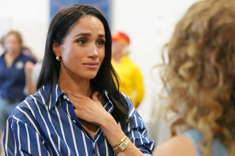 銃乱射事件についてカメラの前で涙を浮かべたメーガン妃（ロイター）