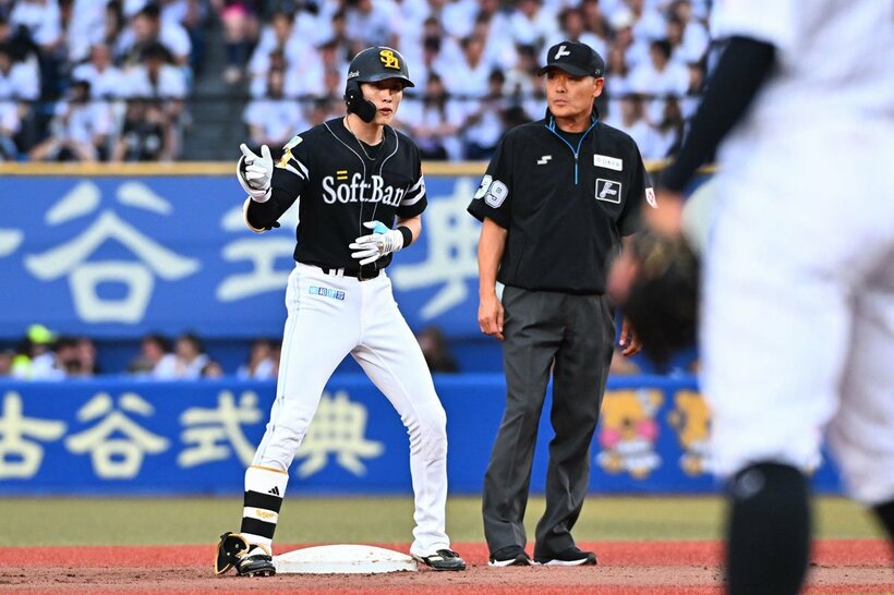 ２回、二塁打を放ったソフトバンク・周東