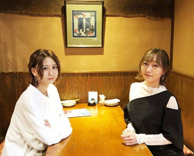  新番組の収録に参加した古畑奈和（左）と須田亜香里