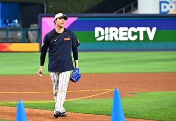 ローンデポ・パークで練習を行った松本裕樹