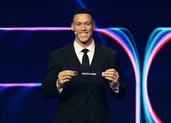 W杯の組み合わせ抽選会に笑顔で臨んだヤンキース・ジャッジだったが…（ロイター）