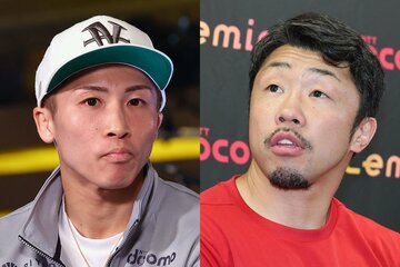 井上尚弥(左)と八重樫東トレーナー