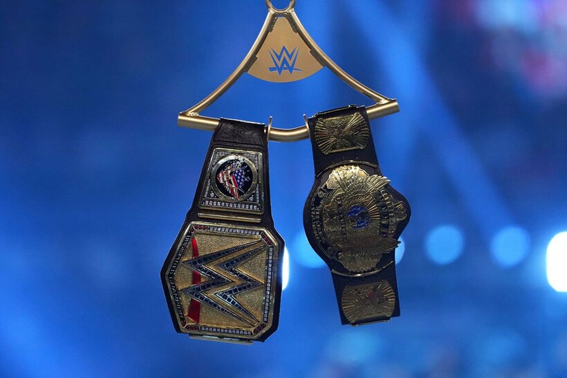 WWEのベルト（2025年ロイヤルランブル＝ロイター）