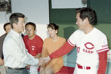 達川氏と北別府さん（１９９４年）