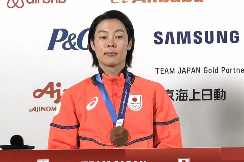 メダリスト会見に出席した小林陵侑