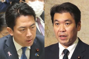 ともに大臣と資質が問われている小泉進次郎防衛相(左)と、松本洋平文科相