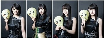  Ｚｏｏｍ生演劇「オンラインノミ」に出演する仮面女子（左から川村虹花、月野もあ、楠木まゆ、涼邑芹）