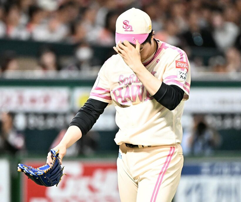 ９日のロッテ戦、９回から登板し勝ち越しを許した松本裕樹