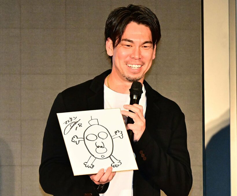 競輪場のイベントで自慢の画力を見せつけた前田健太