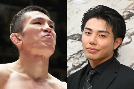 KOD欠場が決まった武知海青(右)に、なぜか怒り心頭の青木真也