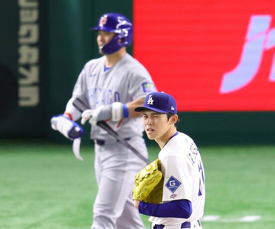 ３回、鈴木誠也に四球を与えた佐々木朗希