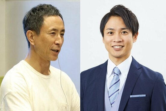 岩本計介アナ(左)と横山太一アナ