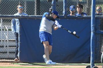 フリー打撃をする大谷翔平