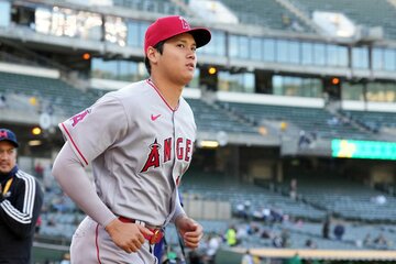  メジャー通算１００本塁打を達成した大谷（ロイター＝USA　TODAY　Sports)