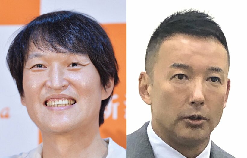  千原ジュニア(左)と山本太郎氏（東スポWeb）
