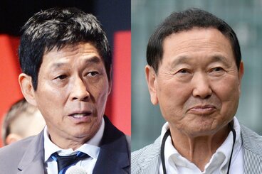 故板東英二さん(右)と親交があった明石家さんま