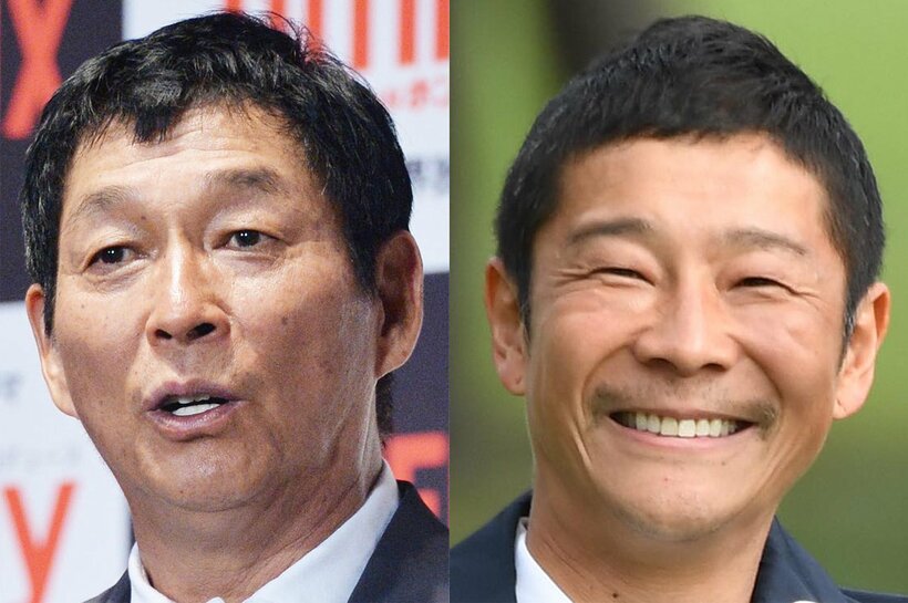  明石家さんま(左)と前澤友作氏
