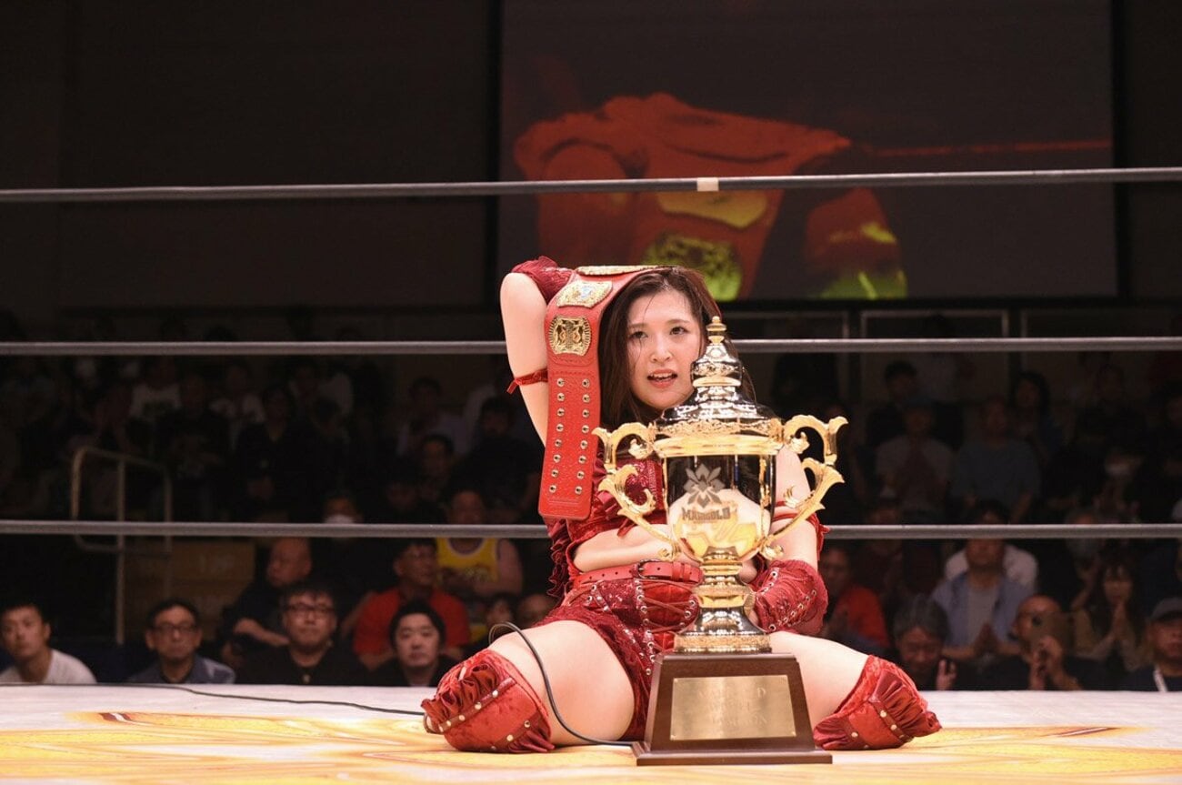 ワールド王座V5うを達成した青野未来(オフィシャル提供写真)