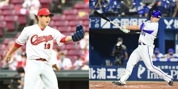  広島・野村（左）とＤｅＮＡ・佐野