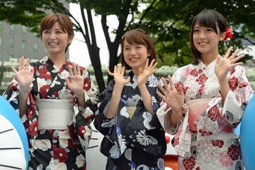 １２年前…浴衣姿の宇賀なつみ、弘中綾香、竹内由恵