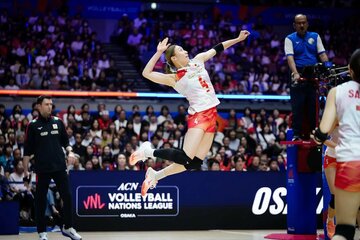スパイクを放つ石川真佑（Volleyball　World提供）