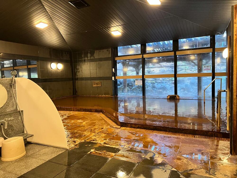 何回も入った大浴場。茶色く濁ったお湯は「ザ・温泉」の風格です！